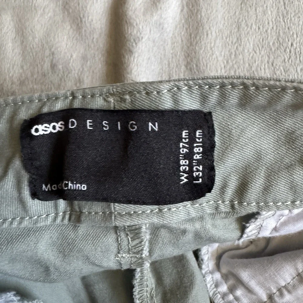 ASOS Design Men's Chino Pants W38 L32 Sage Green Straight Leg